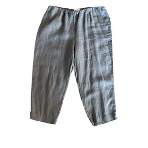J.Jill Love Linen 100 Linen capri Ankle pants high rise gray size L